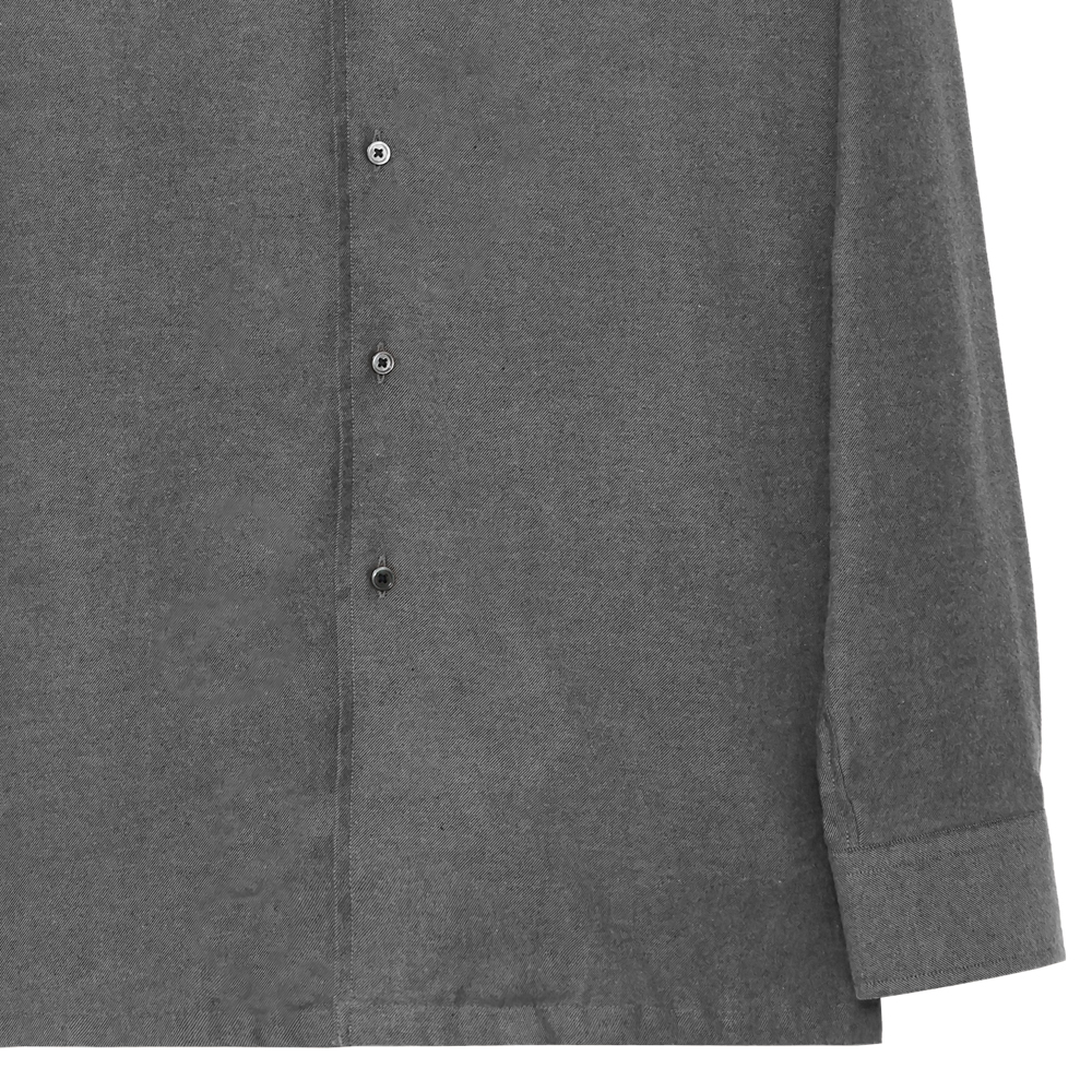 オープンカラーシャツ フランネル グレー(ツイル) 長袖 XXL