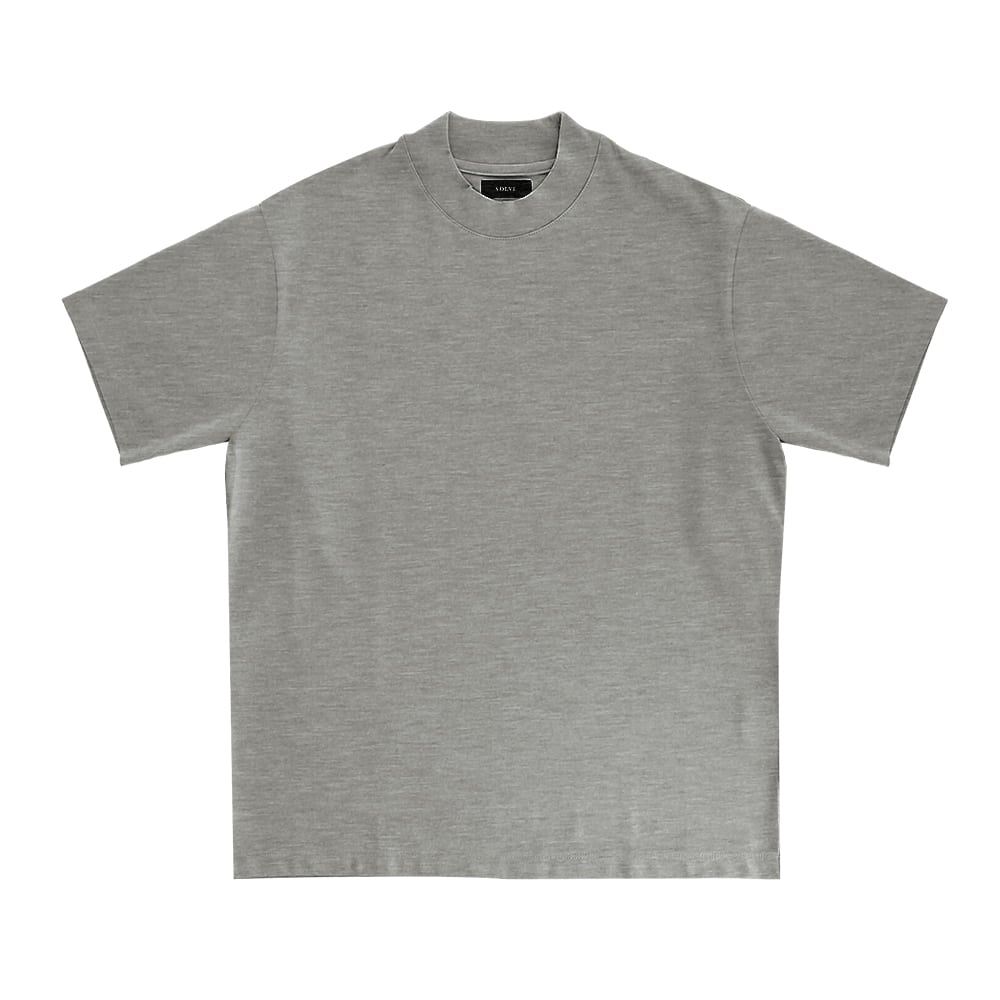 【数量限定】オーダーTシャツ(San Jose) 半袖 変形モックネック メランジュライトグレー M