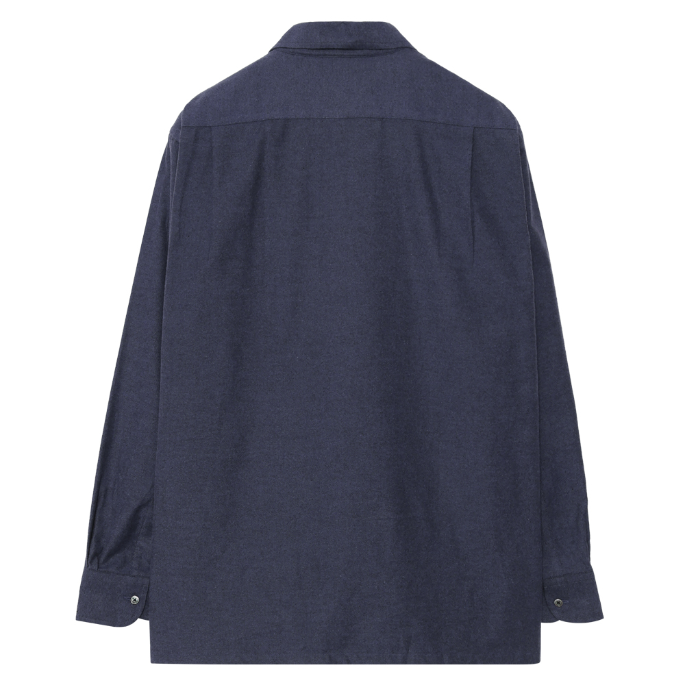 オープンカラーシャツ フランネル ブルー(ツイル) 長袖 XS