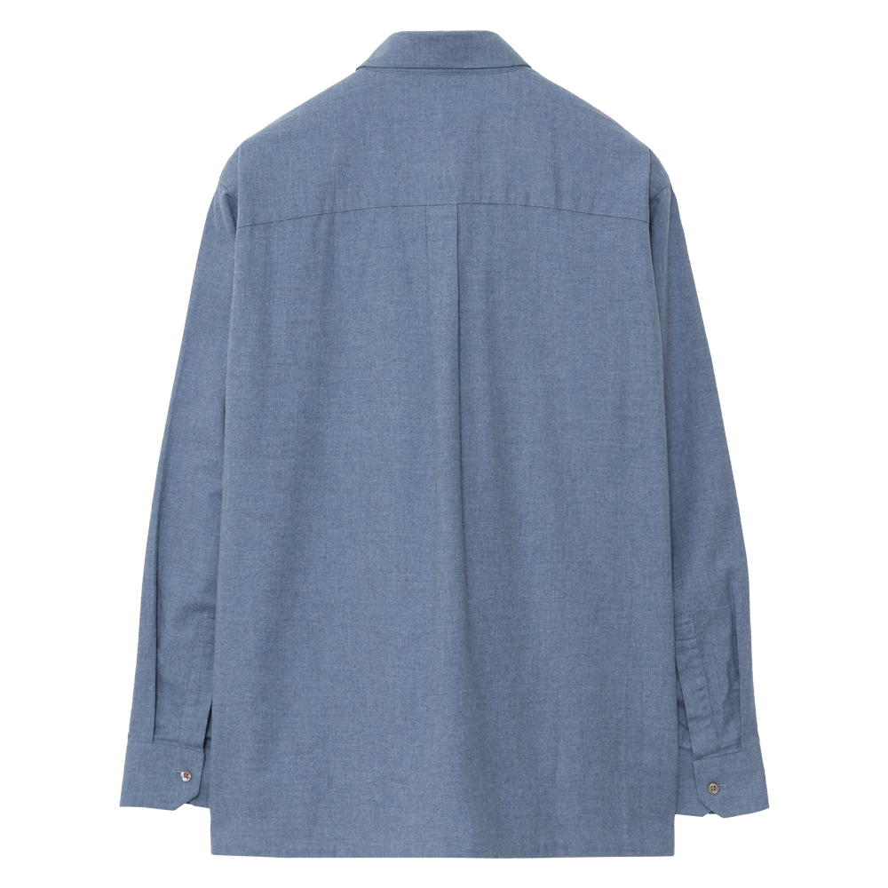 シャツアウター フランネル ブルー(メランジュ) 長袖 XL（納期20日）
