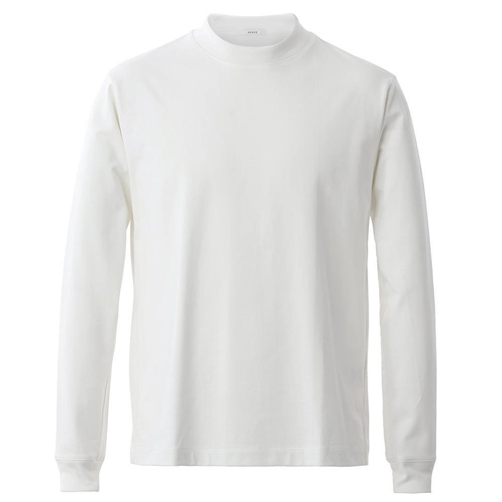 【本店】仕事Tシャツ 変形モックネック 長袖（San Jose）ホワイト XL