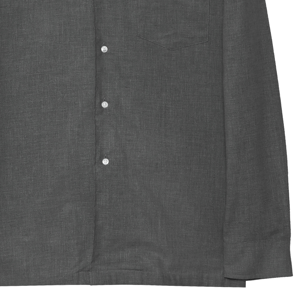 オープンカラーシャツ フランネル ダークグレー(メランジュ) 長袖 XL