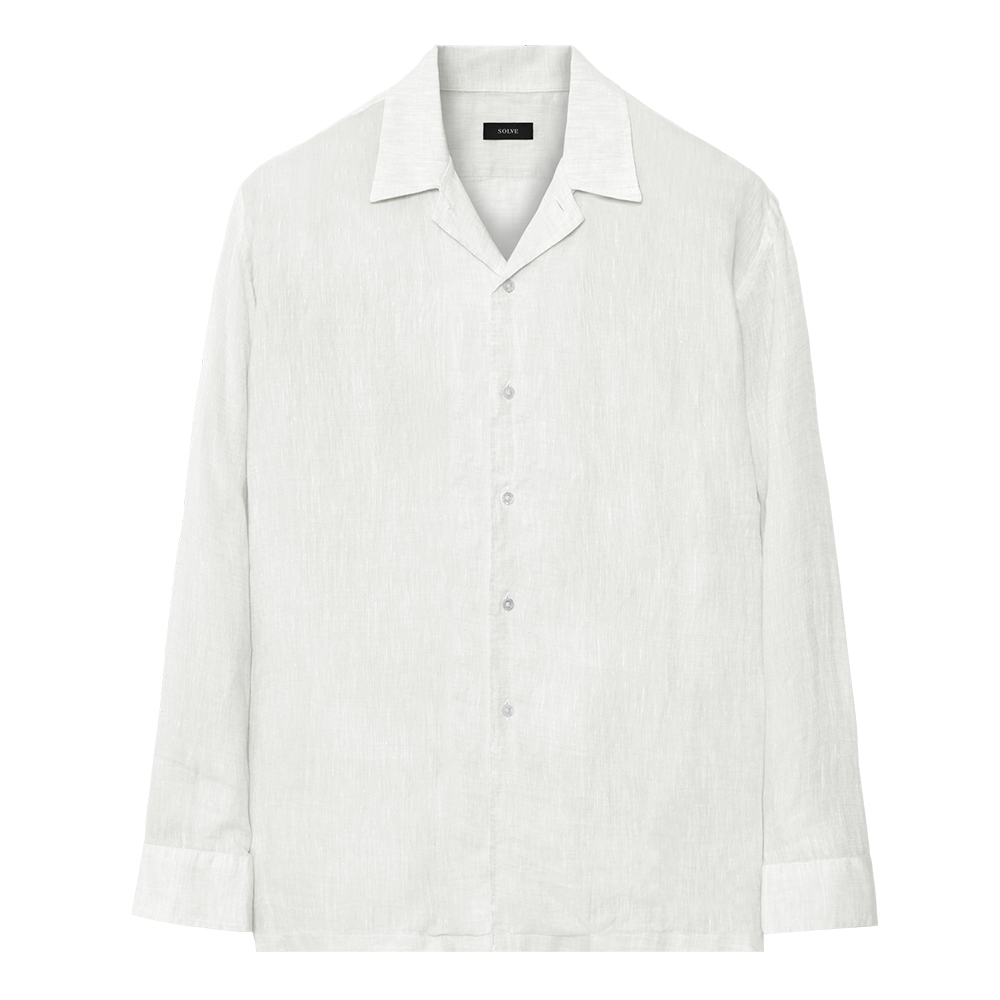 オープンカラーシャツ コットンリネン ホワイト 長袖 XS(XS