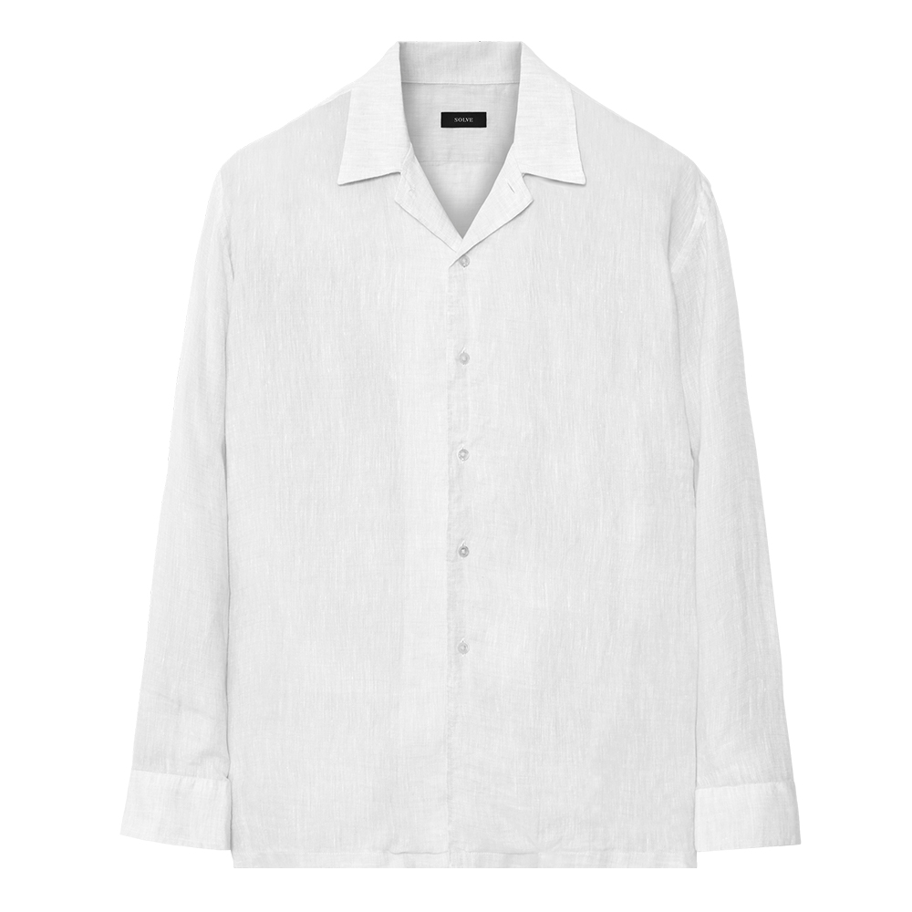 オープンカラーシャツ リネン ホワイト 長袖 XS