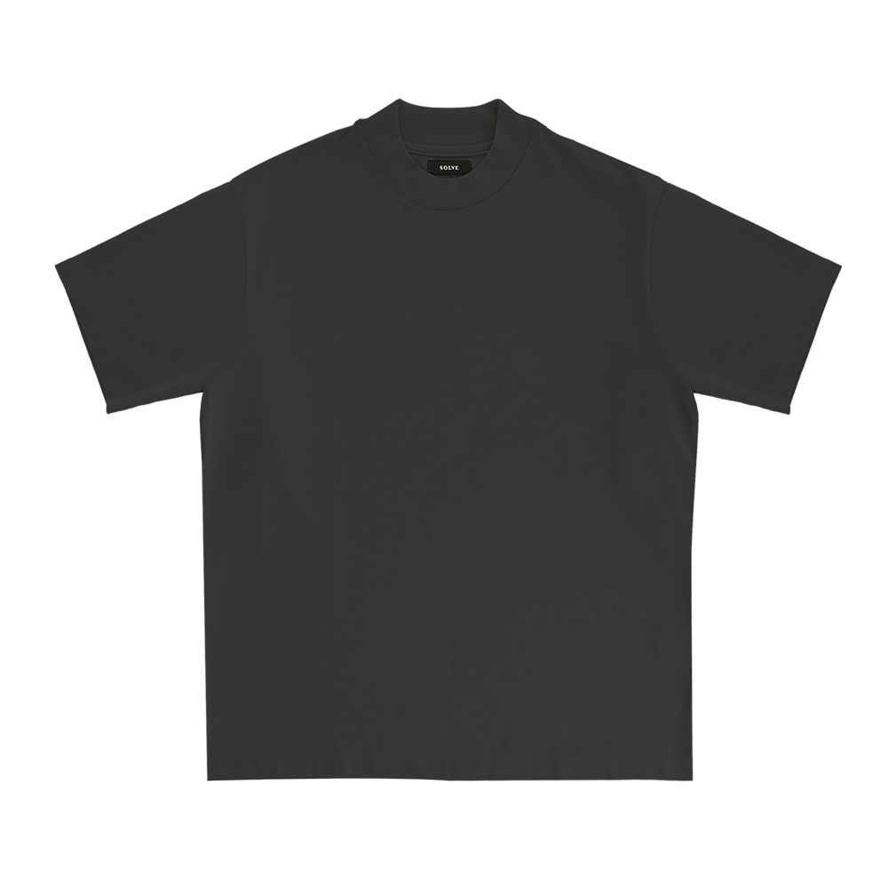 オーダーTシャツ 半袖 変形モックネック チャコールグレー L