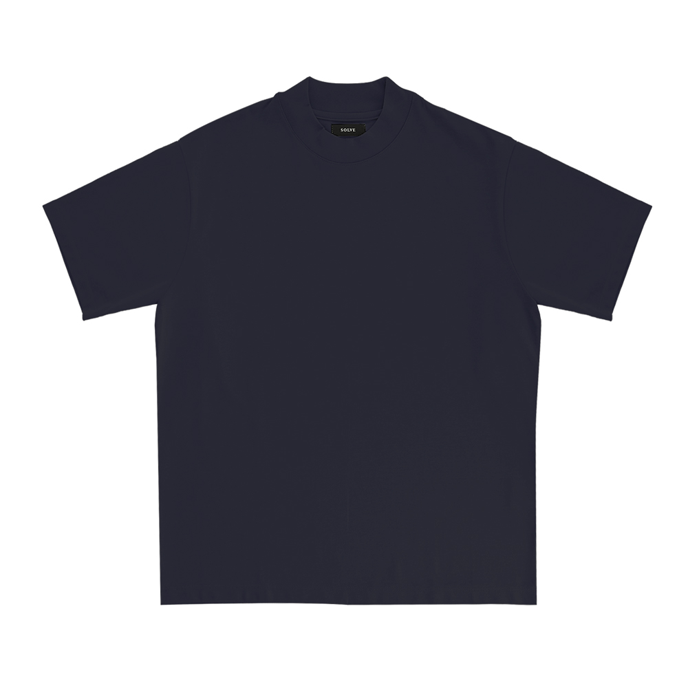 オーダーTシャツ 半袖 変形モックネック ネイビー XL