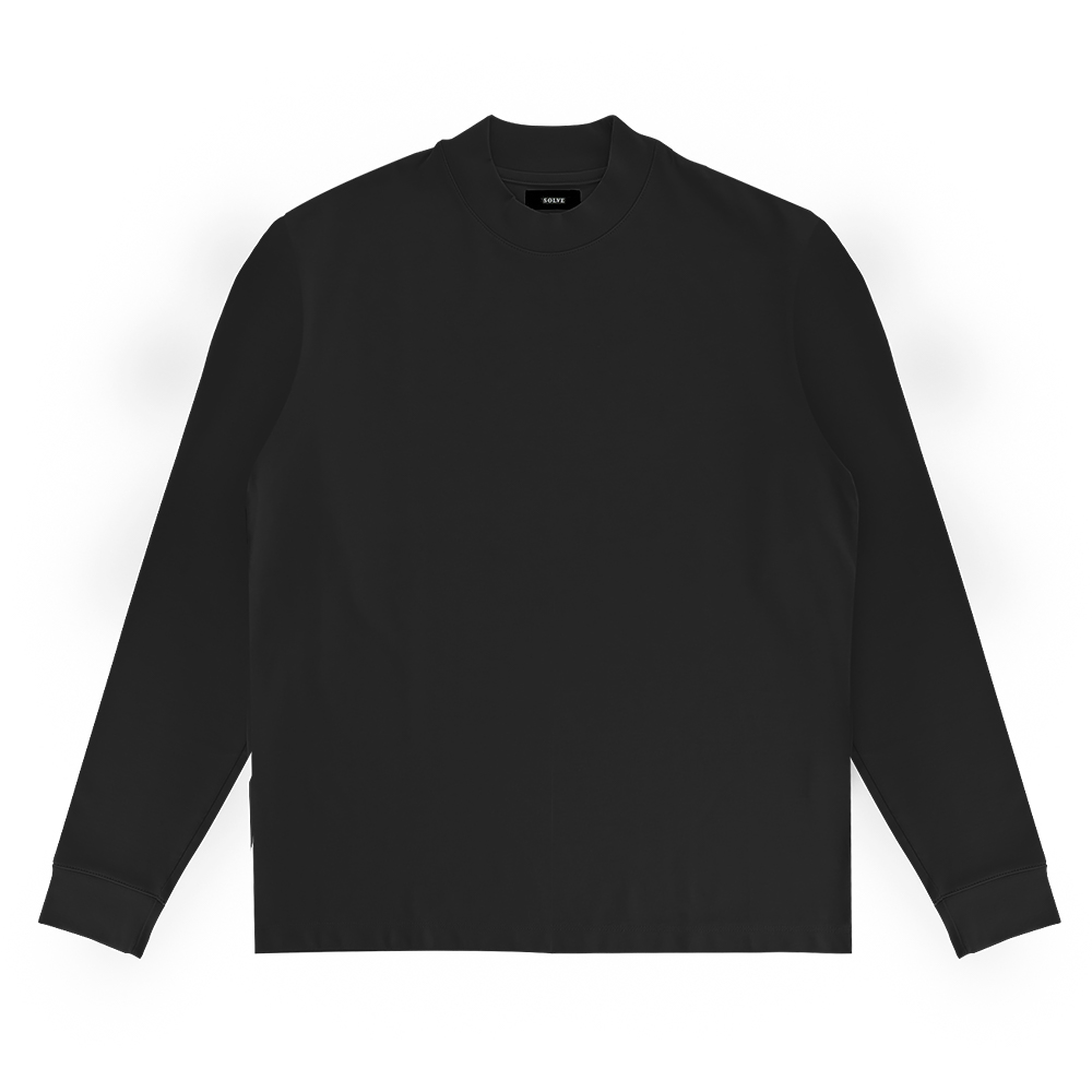 オーダーTシャツ 長袖 変形モックネック ブラック XS