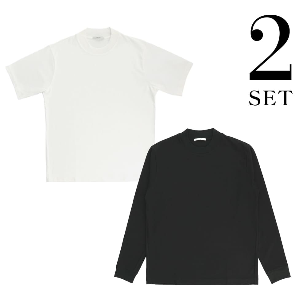 仕事Tシャツ　半袖ホワイト + 長袖ブラック 2枚セット S
