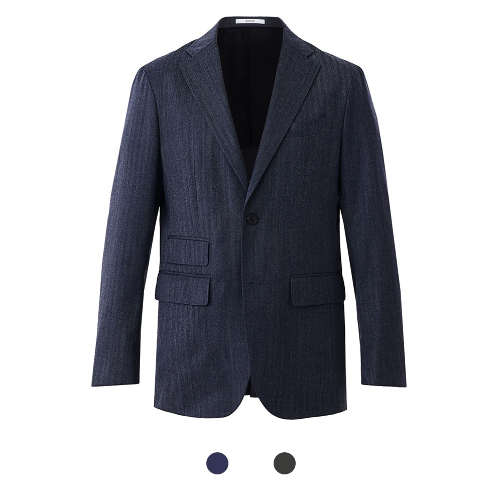 Mellow Jacket ウール/ポリエステル ストレッチ ヘリンボーン グレー M