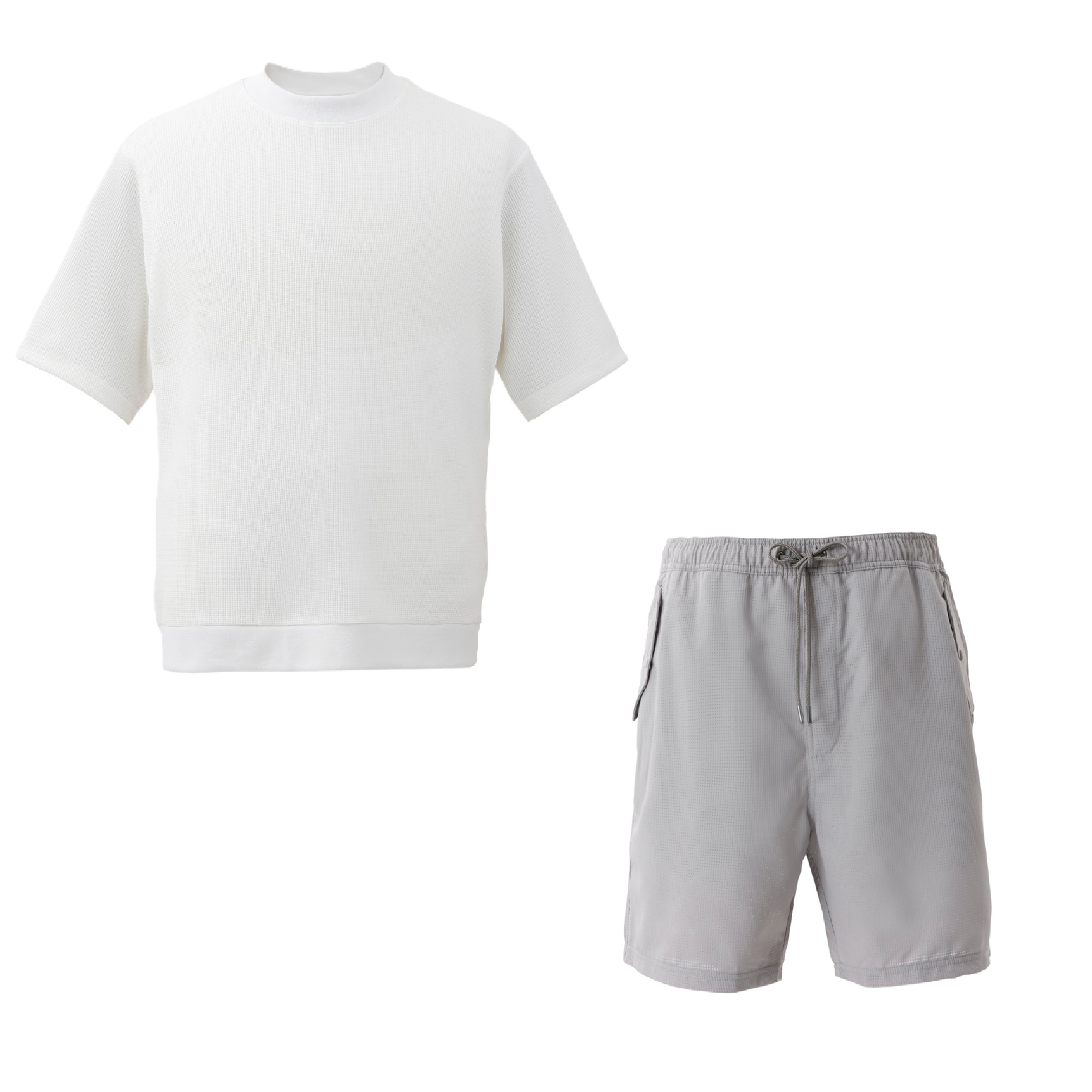 【Surf T-シャツワッフル オフホワイト】＋【Surf Shorts ライトグレー】コーディネートセット