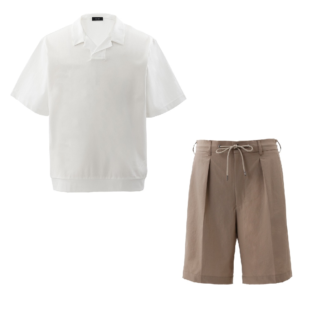 【Surf プルオーバー ホワイト】＋【Surf Short Slacks ベージュ】コーディネートセット