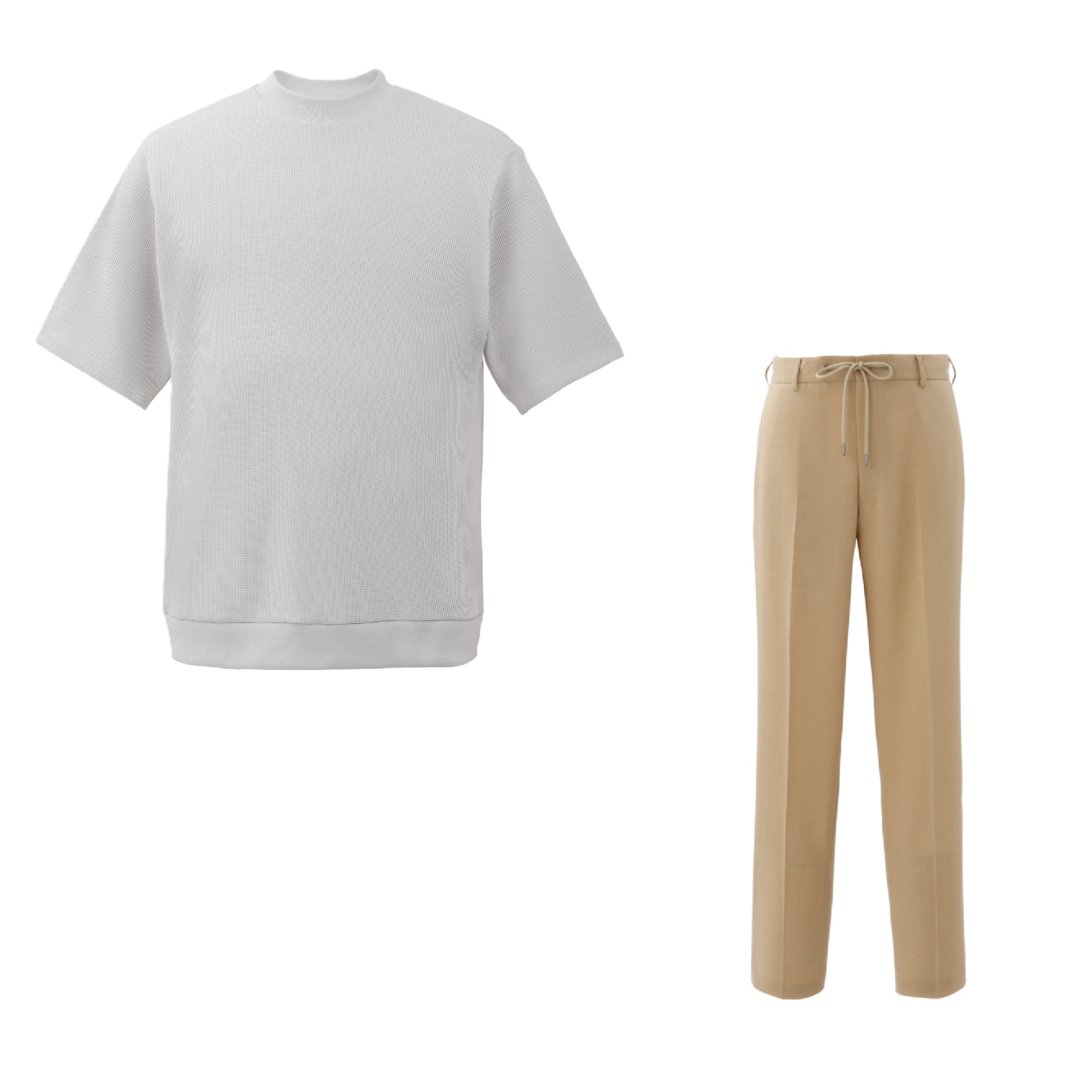 【Surf T-シャツ ライトグレー】×【Surf Slacks エアタッチ ベージュ】コーディネートセット