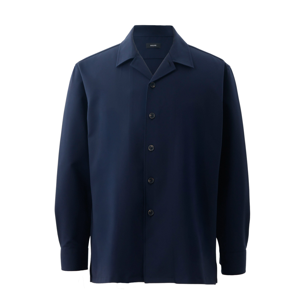 【NEW】オープンカラーシャツ ダブルクロス ネイビー 長袖 M