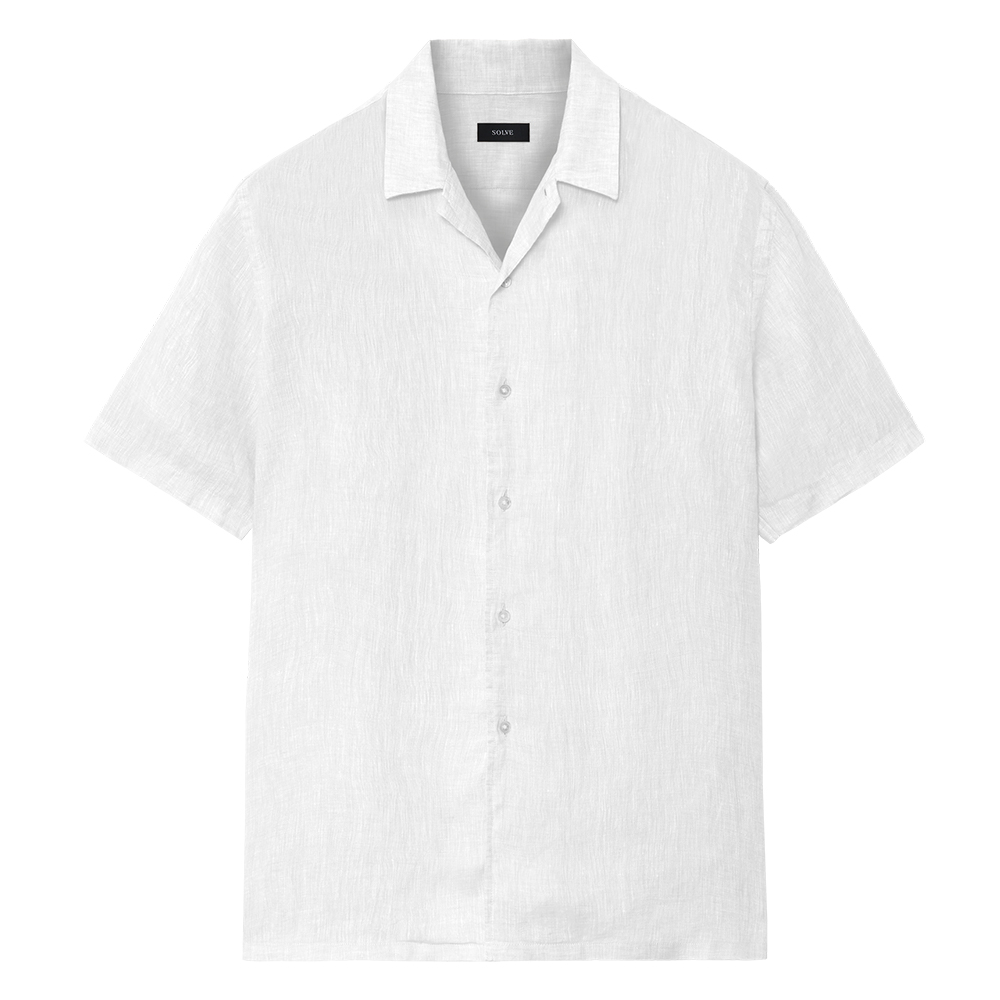 オープンカラーシャツ リネン ホワイト 半袖 M