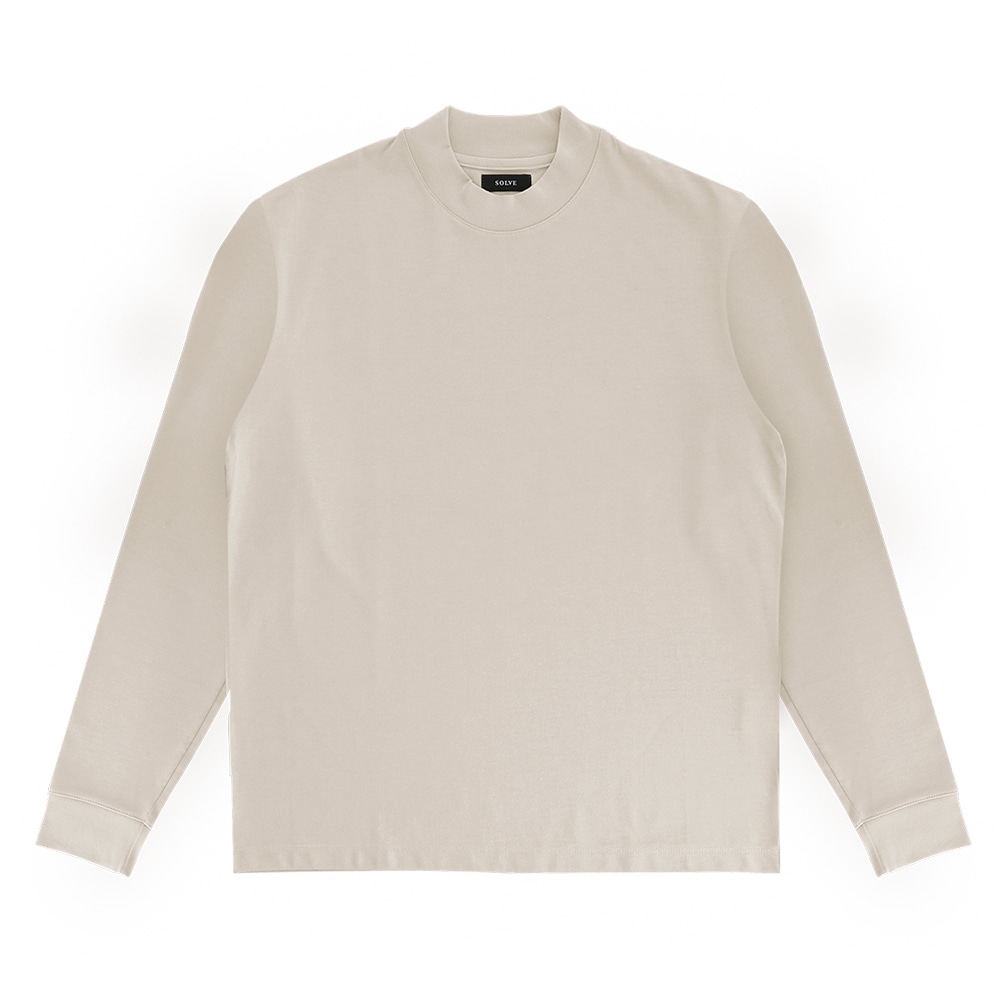 【販売期間終了】Mellow T-シャツ（オーダーメイド） 変形モックネック 長袖 ALBINIコットン ベージュ M