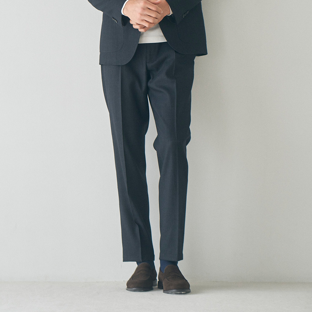 Mellow Slacks ウールデニム ストレッチ ネイビー M