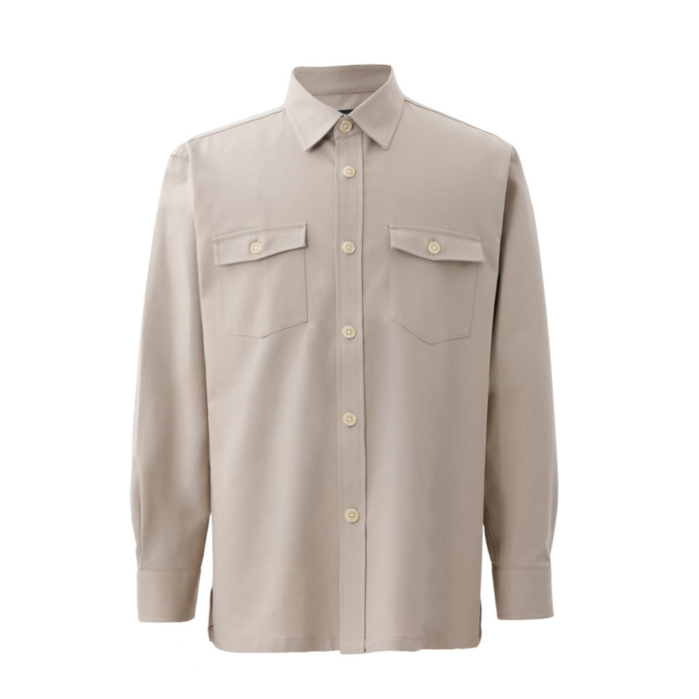 【NEW】シャツアウター ダブルクロス グレージュ 長袖 M