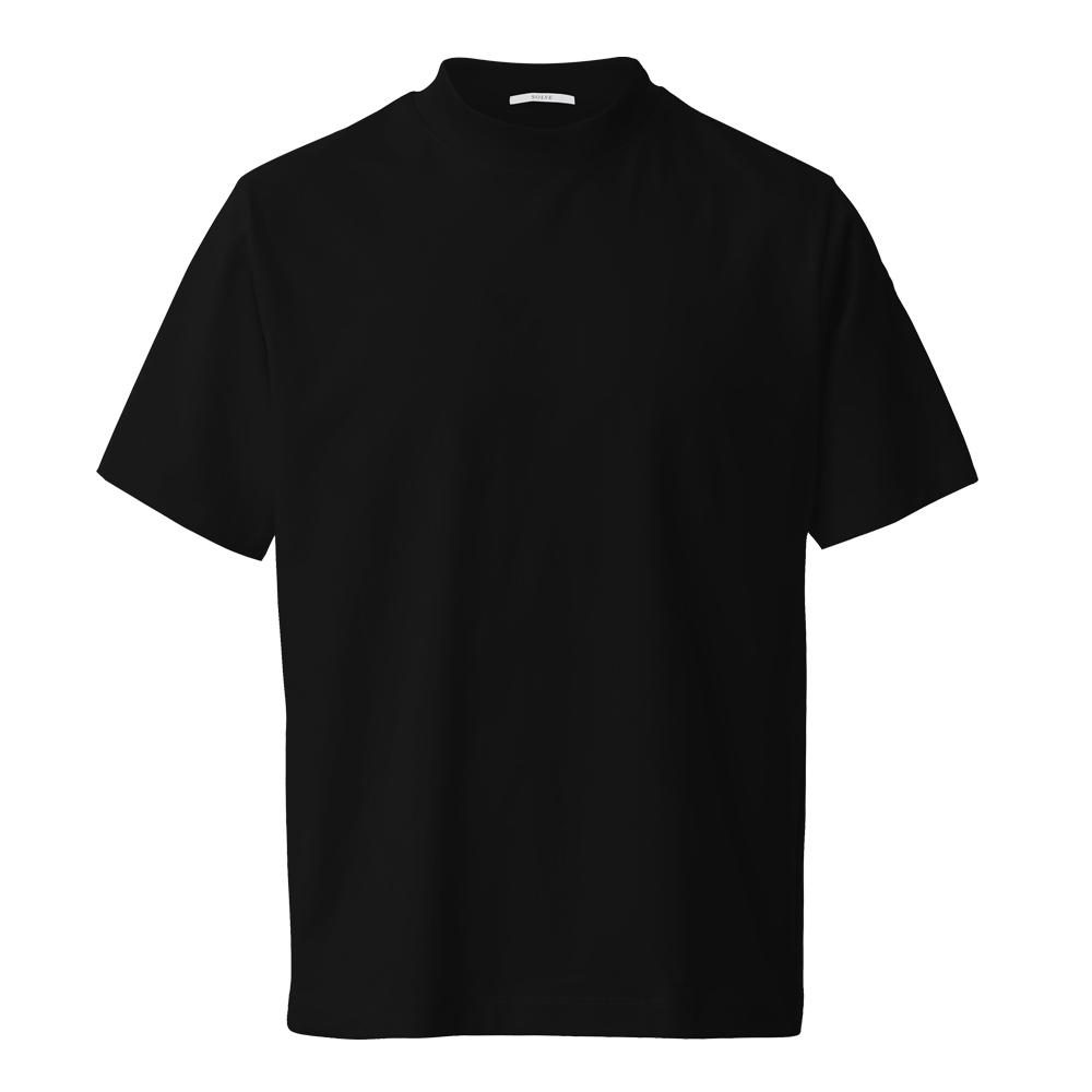 【NEW】仕事Tシャツ 変形モックネック ブラック M