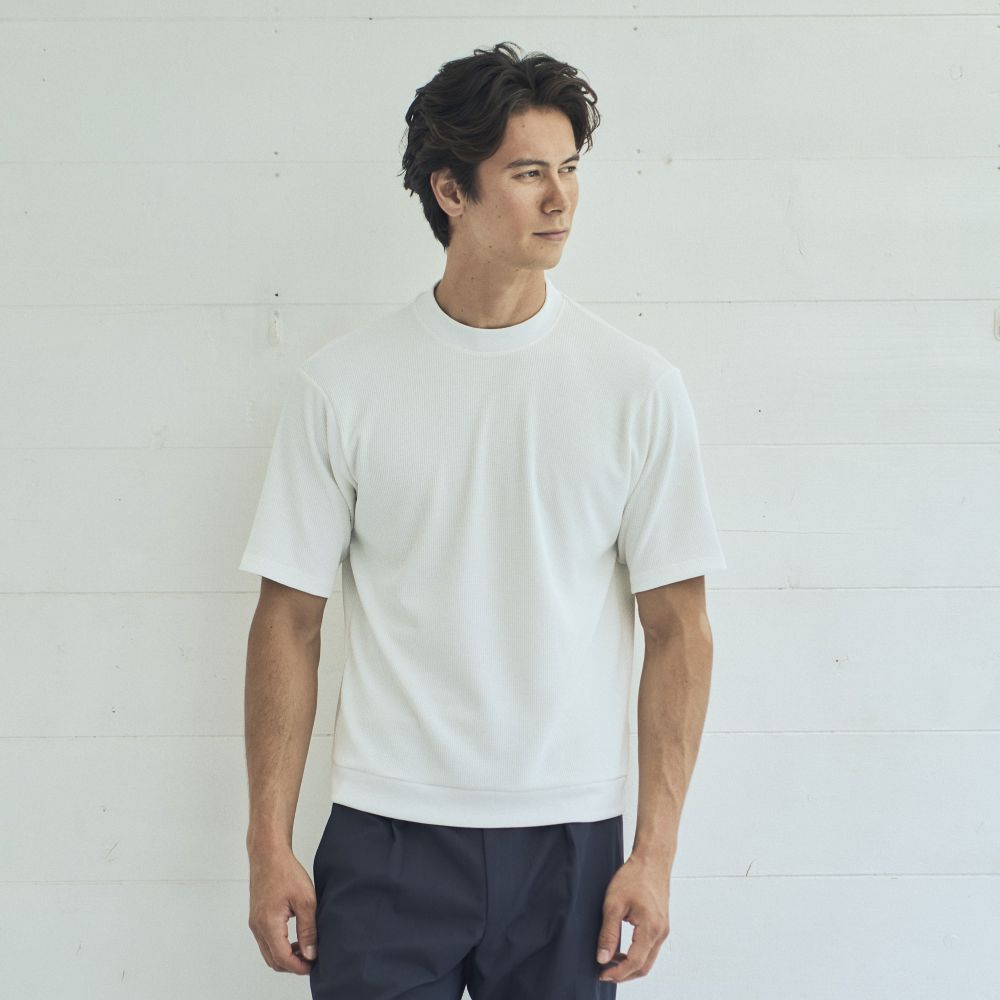 【NEW】Surf T-シャツ セミモックネック 半袖 ドライタッチポリエステル ワッフル