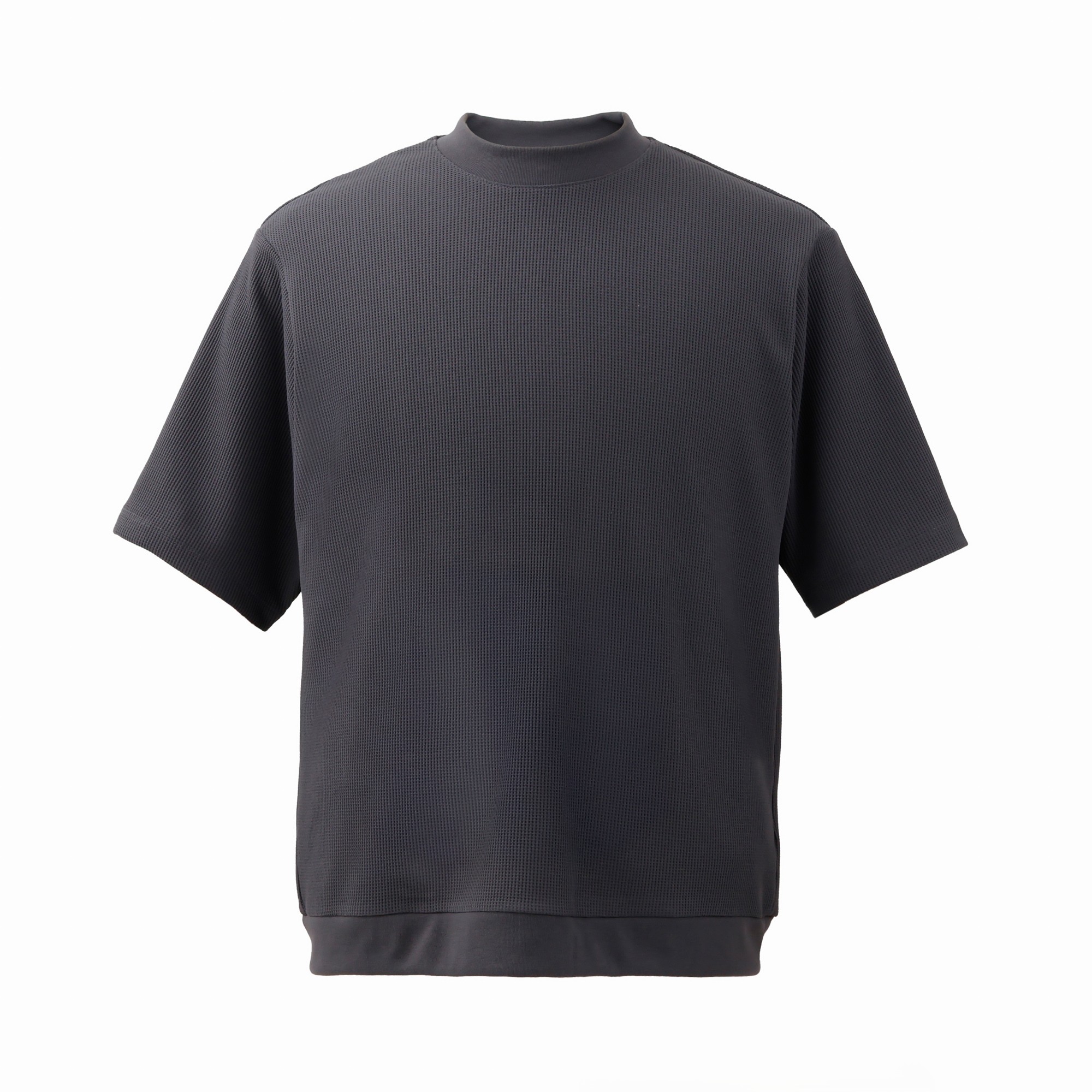 【NEW】Surf T-シャツ セミモックネック 半袖 ドライタッチポリエステル ワッフル チャコール　M
