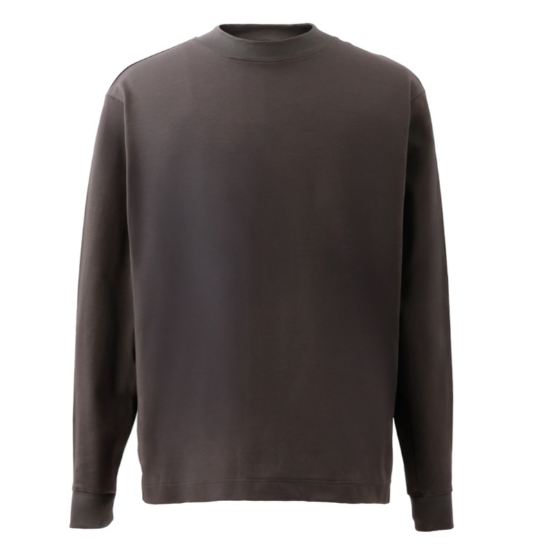 【NEW】Mellow T-シャツ 変形モックネック ALBINIコットン 長袖 チャコール M