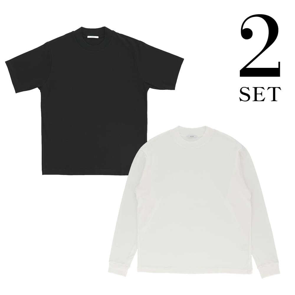 仕事Tシャツ　半袖ブラック + 長袖ホワイト 2枚セット M